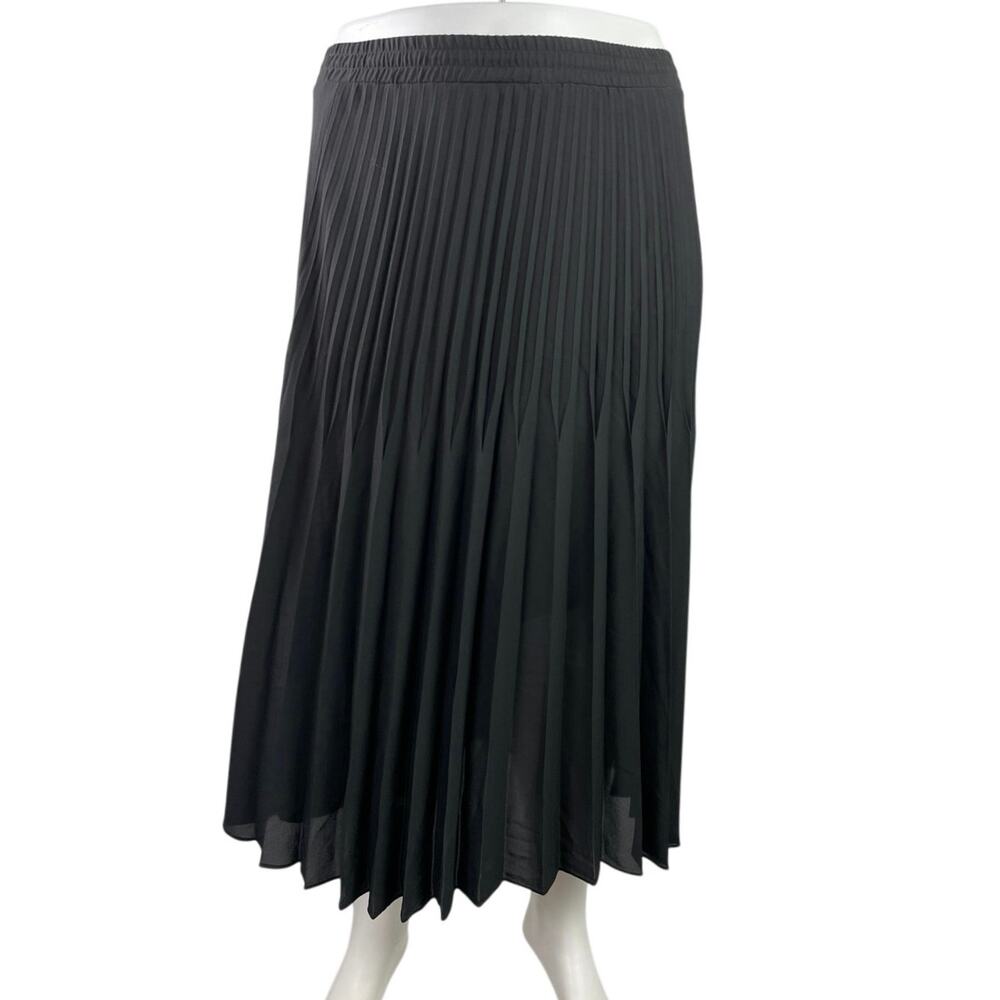 Max Studio Women's Black Pleated High Waisted Maxi Flared A-Line Skirt Size XL